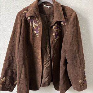 Coldwater Creek Vintage Embroidered Women's Jacket-Brown